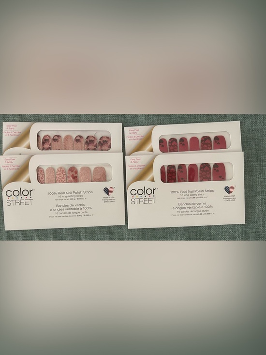 Color Street Other - Color Street Valentine’s Nail Strips Lot of 4 Hearts Pink Glitter Retired NIP